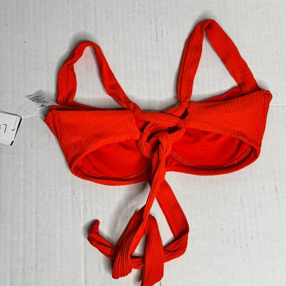L Space Pointelle Rib Camellia Underwire Bikini Top Poppy Orange NWT Women XL - Picture 5 of 8